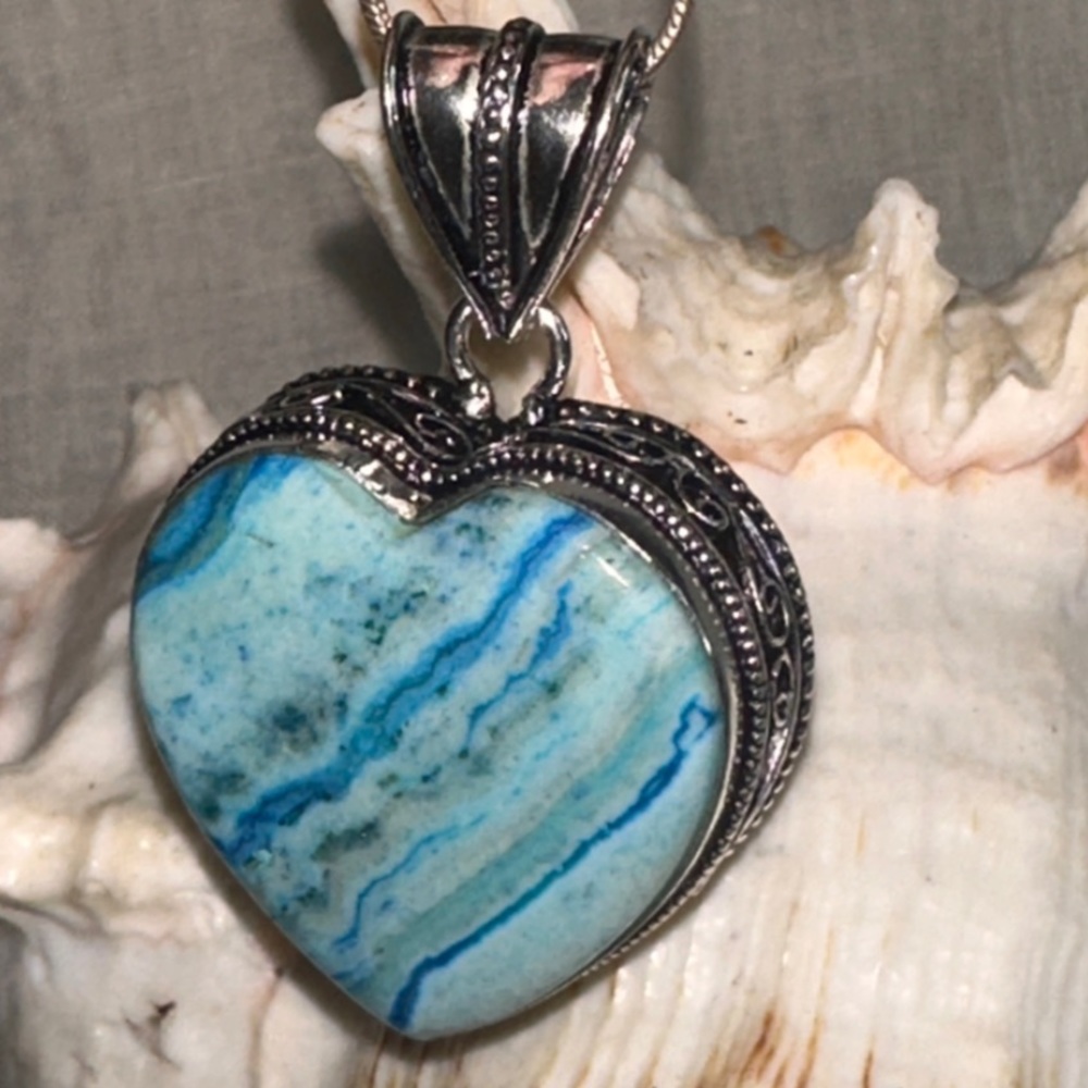Sale* Wave Jasper Heart handcrafted naturally sourced gemstone pendant